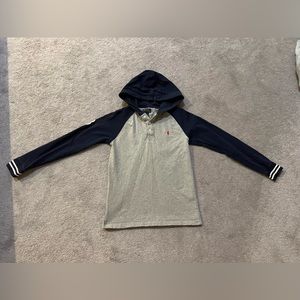 Polo Ralph Lauren boys hoodie shirt tee top long sleeve size L 14-16 gray navy b